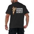 Avoiding People Secretly Cat Introvert Humor Men's Back Print T-Shirt
