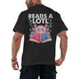 Axolotl Books Readsalotl Reading Bookworm Boys Girls Men's Back Print T-Shirt
