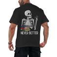 Never Better Skeleton Read Reading Book Librarian Men Women Men's Back Print T-Shirt