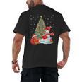 Book Christmas Tree Bookworm Gingerbread Man Snowman Reading Men's Back Print T-Shirt