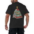 Book Christmas Tree For Librarians Book Lovers Men's Back Print T-Shirt Book Christmas Tree For Librarians Book Lovers Men's Back Print T-Shirt