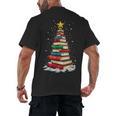 Book Christmas Tree Book Lover Teacher Librarian Men's Back Print T-Shirt Book Christmas Tree Book Lover Teacher Librarian Men's Back Print T-Shirt