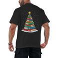 Book Christmas Tree Xmas Lights Book Lover Teacher Librarian Men's Back Print T-Shirt Book Christmas Tree Xmas Lights Book Lover Teacher Librarian Men's Back Print T-Shirt