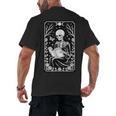 Book Lover The Reader Tarot Card Skeleton Reading Men's Back Print T-Shirt