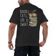 Book Lovers Books Cats Life Is Sweet Cat Lovers Men's Back Print T-Shirt Book Lovers Books Cats Life Is Sweet Cat Lovers Men's Back Print T-Shirt
