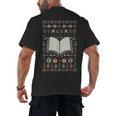 Book Reading Ugly Christmas Men's Back Print T-Shirt