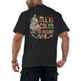 Book Tree All Is Calm Said No Teacher Ever Christmas Men's Back Print T-Shirt