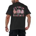 All Booked For Christmas Book Coffee Latte Gingerbread Men's Back Print T-Shirt