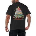 All Booked For Christmas Book Lovers Xmas Tree Lights Men's Back Print T-Shirt