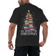 All Booked For Christmas Book Christmas Tree Lights Men's Back Print T-Shirt All Booked For Christmas Book Christmas Tree Lights Men's Back Print T-Shirt