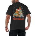 All Booked For Christmas Gingerbread Christmas Tree Book Kid Men's Back Print T-Shirt All Booked For Christmas Gingerbread Christmas Tree Book Kid Men's Back Print T-Shirt