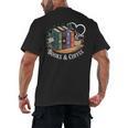 Books And Coffee Book Lover Bookish Green Book Theme Reading Men's Back Print T-Shirt Books And Coffee Book Lover Bookish Green Book Theme Reading Men's Back Print T-Shirt