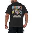 Books Are Magic Whimsical Retro Bookworm Men's Back Print T-Shirt