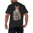 Bookworm Corgi Reading Books Drinking Coffee Dog Lover Men's Back Print T-Shirt Bookworm Corgi Reading Books Drinking Coffee Dog Lover Men's Back Print T-Shirt