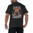 Bookworm Cute Baby Highland Cow Reading Book Men's Back Print T-Shirt
