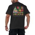 All Is Calm Said No Teacher Ever Book Christmas Tree Men's Back Print T-Shirt