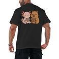 Capybara Axolotl Kawaii Kids Anime Book Lover Reading Men's Back Print T-Shirt Capybara Axolotl Kawaii Kids Anime Book Lover Reading Men's Back Print T-Shirt