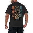 Cat & Book Art For Men Women Cat Librarian Novel Book Lover Men's Back Print T-Shirt