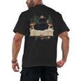 Cat On Open Book Mushrooms Ferns Dark Academia Men's Back Print T-Shirt Cat On Open Book Mushrooms Ferns Dark Academia Men's Back Print T-Shirt