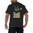 Cat Reading Book Men's Back Print T-Shirt