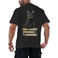 Cat Sitting On Books Men's Back Print T-Shirt Cat Sitting On Books Men's Back Print T-Shirt