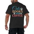 Cats Books And Coffee Men's Back Print T-Shirt