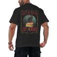 Cats And Books Lover Reading Literary Feline Humor Men's Back Print T-Shirt
