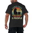 Cats Coffee & 3 People Tee Cute Font Introvert Humor Men's Back Print T-Shirt
