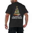 Christmas Book Tree All Booked For Xmas Men's Back Print T-Shirt Christmas Book Tree All Booked For Xmas Men's Back Print T-Shirt