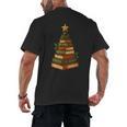 Christmas Book Tree Bookshelf Holiday For Readers Librarians Men's Back Print T-Shirt Christmas Book Tree Bookshelf Holiday For Readers Librarians Men's Back Print T-Shirt