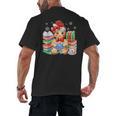 Christmas Gingerbread Man Reading Book Snowflake Teacher Men's Back Print T-Shirt