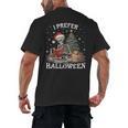 Christmas Outfit I Prefer Halloween Book Reading Skeleton Men's Back Print T-Shirt