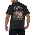 Coffee Cats And Books Cozy Calico Reader Love Cute Cat Men's Back Print T-Shirt Coffee Cats And Books Cozy Calico Reader Love Cute Cat Men's Back Print T-Shirt