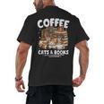 Coffee Cats And Books Cats And Reading Lovers Men's Back Print T-Shirt