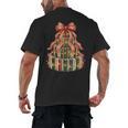Coquette Christmas Book Tree Xmas Lights Librarian Teacher Men's Back Print T-Shirt