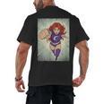 The Crimson Crescent 90s Retro Comic Book Superheroine Art Men's Back Print T-Shirt