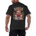 Cute Baby Highland Cow With Reading Book Bookworm Men's Back Print T-Shirt