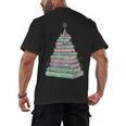 Cute Bookmas Christmas Book Tree Book Lover Teacher Men's Back Print T-Shirt Cute Bookmas Christmas Book Tree Book Lover Teacher Men's Back Print T-Shirt