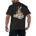 Cute Bunny Reading Book Glasses Bookworm Men's Back Print T-Shirt Cute Bunny Reading Book Glasses Bookworm Men's Back Print T-Shirt
