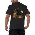 Cute Cat Book Flowers Men's Back Print T-Shirt