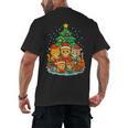 Cute Cats Reading Books Christmas Tree Men's Back Print T-Shirt Cute Cats Reading Books Christmas Tree Men's Back Print T-Shirt