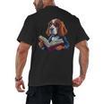 Cute Dog Basset Hound Reading Book Men's Back Print T-Shirt Cute Dog Basset Hound Reading Book Men's Back Print T-Shirt