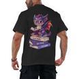 Cute Dragon Read Books Be Kind Stay Weird Book Lover Men's Back Print T-Shirt
