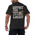Cute Frog Support Your Local Library Librarian Book Lover Men's Back Print T-Shirt