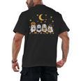Cute Ghost Drinking Coffee Halloween Fall Ghost Book Reading Men's Back Print T-Shirt