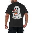 Cute Ghost Holding Books Bookish Christmas Men's Back Print T-Shirt