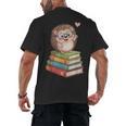 Cute Hedgehog Reading Books Animal Lover Reader Bookworm Men's Back Print T-Shirt