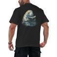 Cute Manatee Reading Book Bookworm Readers Manatee Lover Men's Back Print T-Shirt