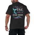 Cute Mermaid Librarian Teacher Dive Into A Good Book Reading Men's Back Print T-Shirt Cute Mermaid Librarian Teacher Dive Into A Good Book Reading Men's Back Print T-Shirt