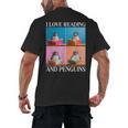Cute Penguin Reading Book School Librarian Teacher Student Men's Back Print T-Shirt